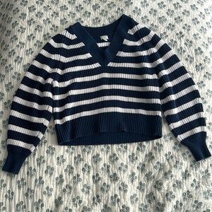 XS a new day Navy Striped Sweater